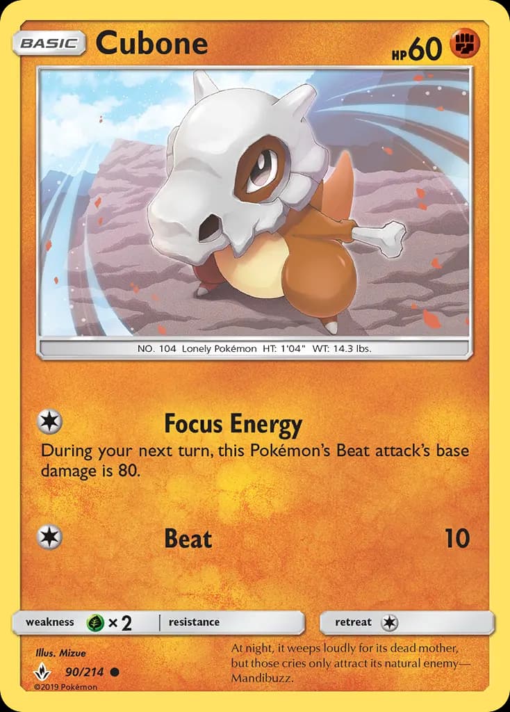 Cubone — Unbroken Bonds 90 Pokémon card