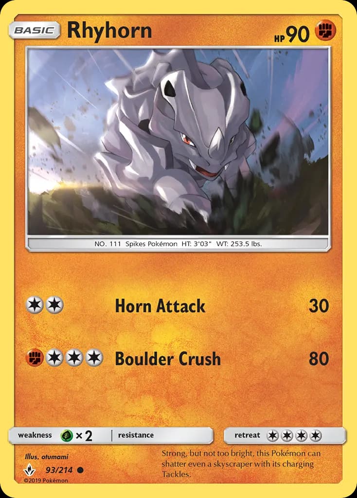 Rhyhorn — Unbroken Bonds 93 Pokémon card