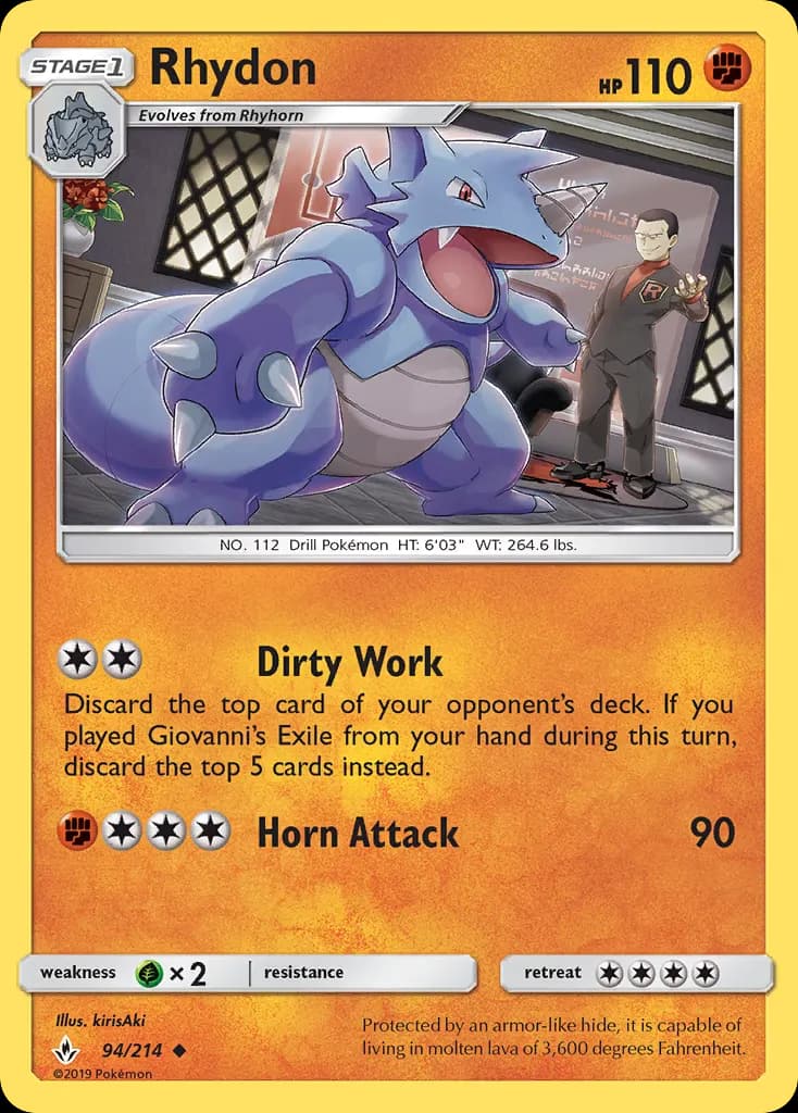 Rhydon — Unbroken Bonds 94 Pokémon card