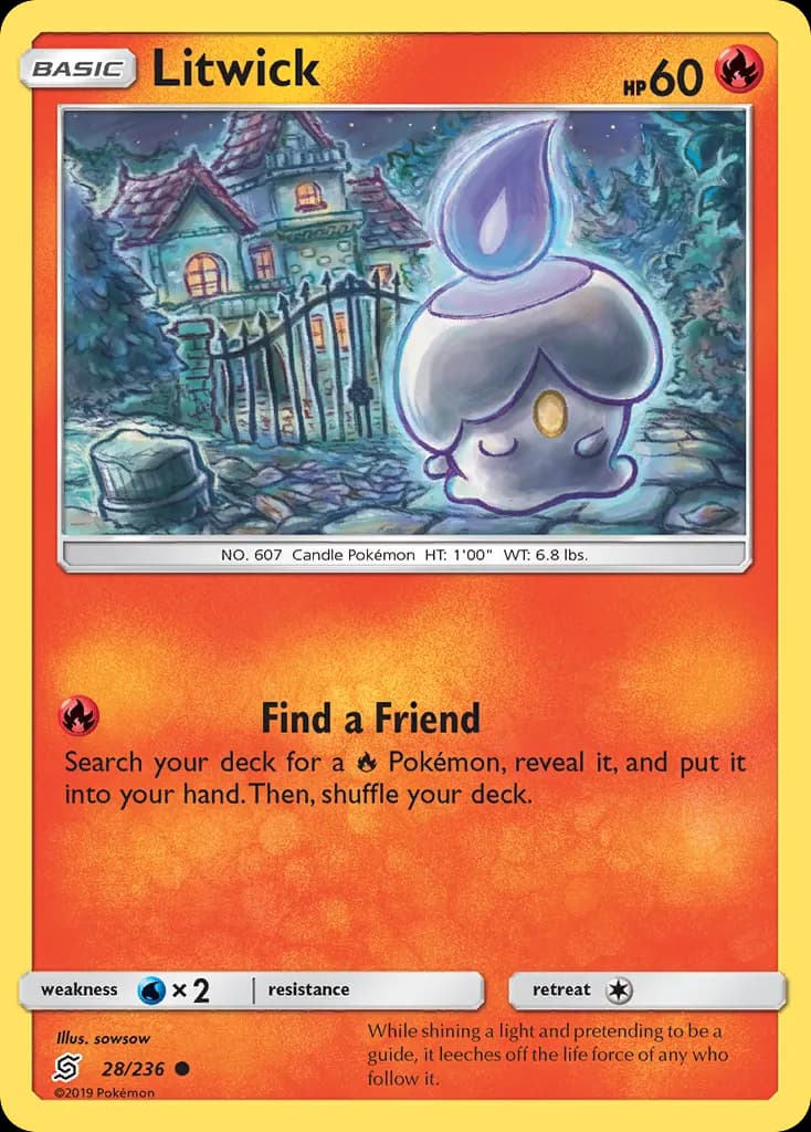 Litwick — Unified Minds 28 Pokémon card