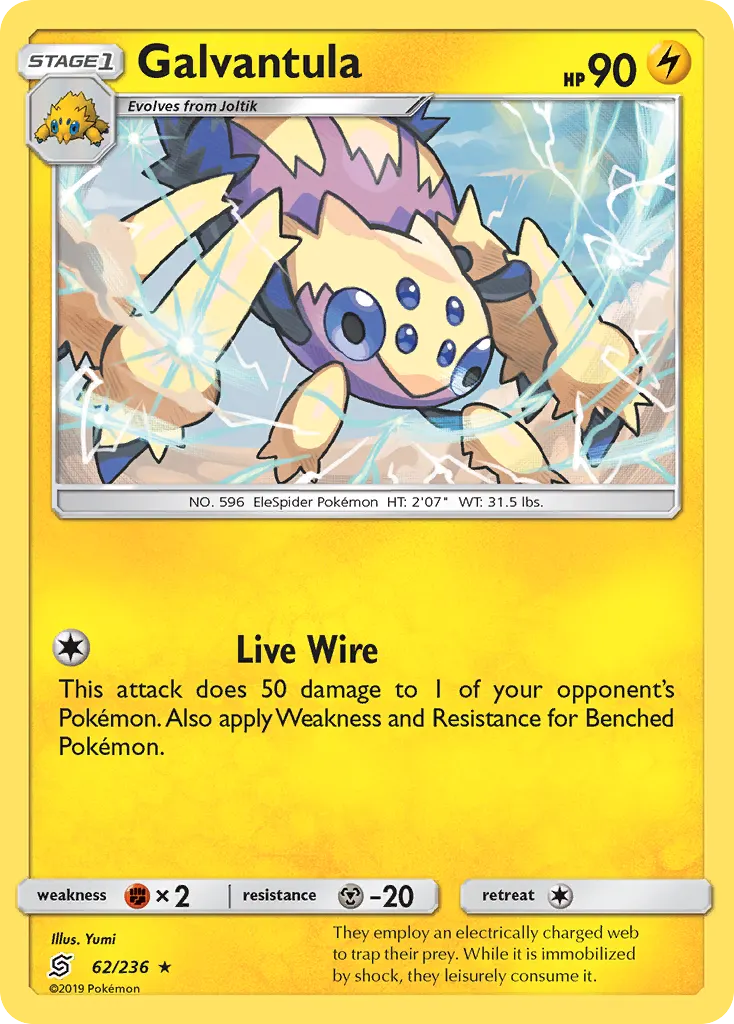 Galvantula — Unified Minds 62 Pokémon card