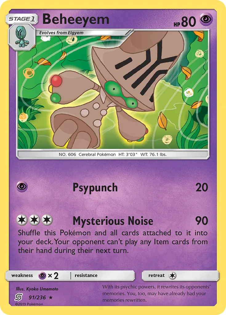 Beheeyem — Unified Minds 91 Pokémon card