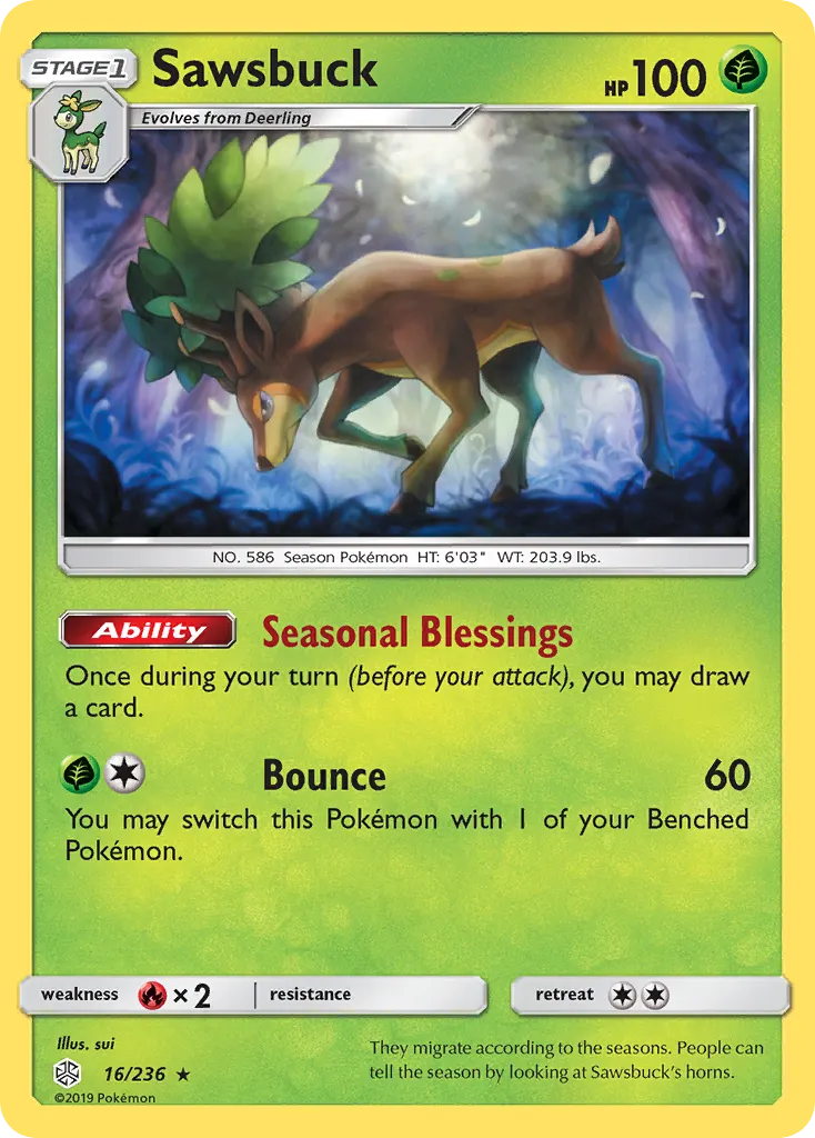 Sawsbuck — Cosmic Eclipse 16 Pokémon card