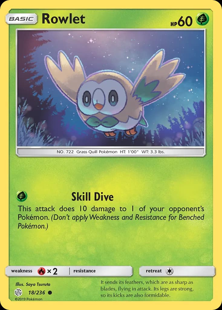 Rowlet — Cosmic Eclipse 18 Pokémon card