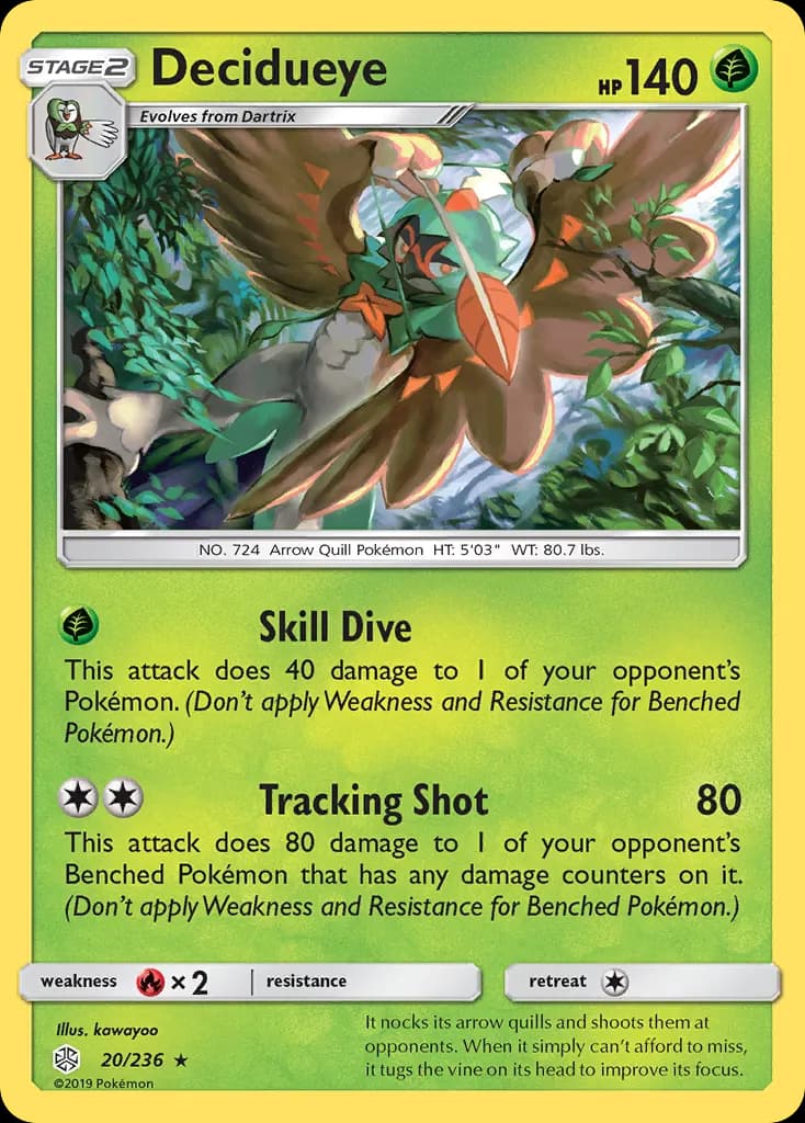 Decidueye — Cosmic Eclipse 20 Pokémon card
