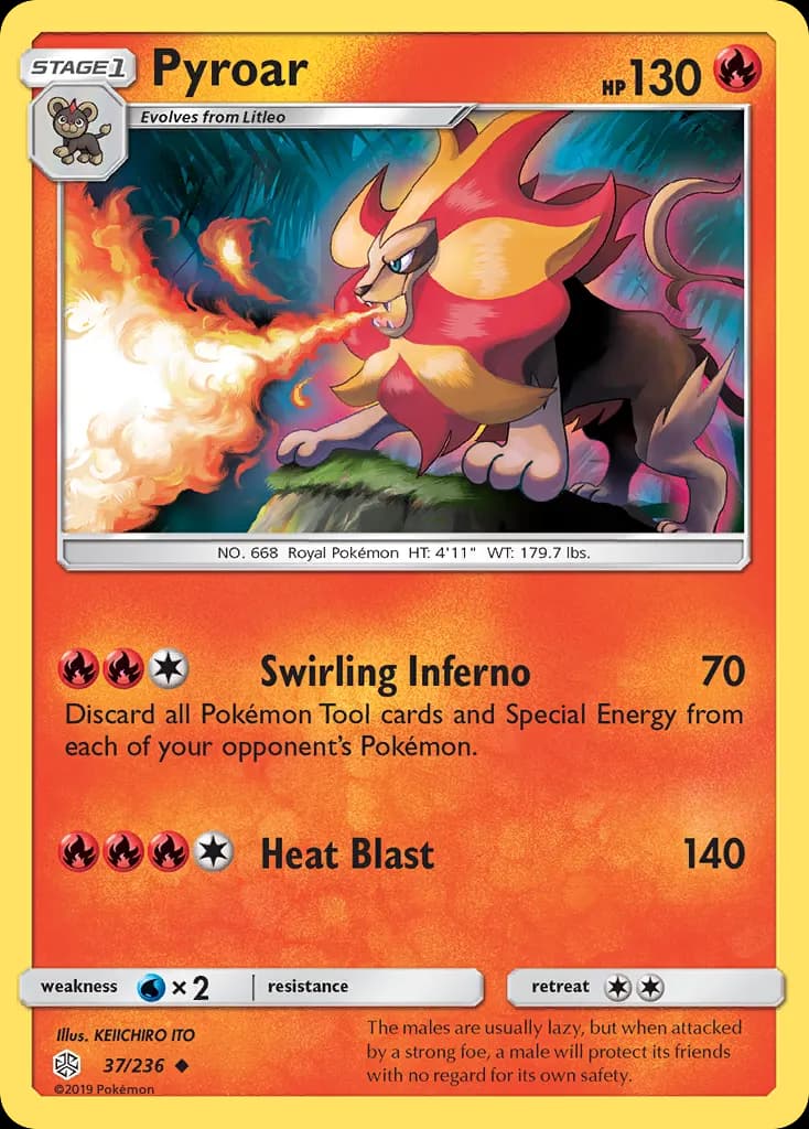 Pyroar — Cosmic Eclipse 37 Pokémon card