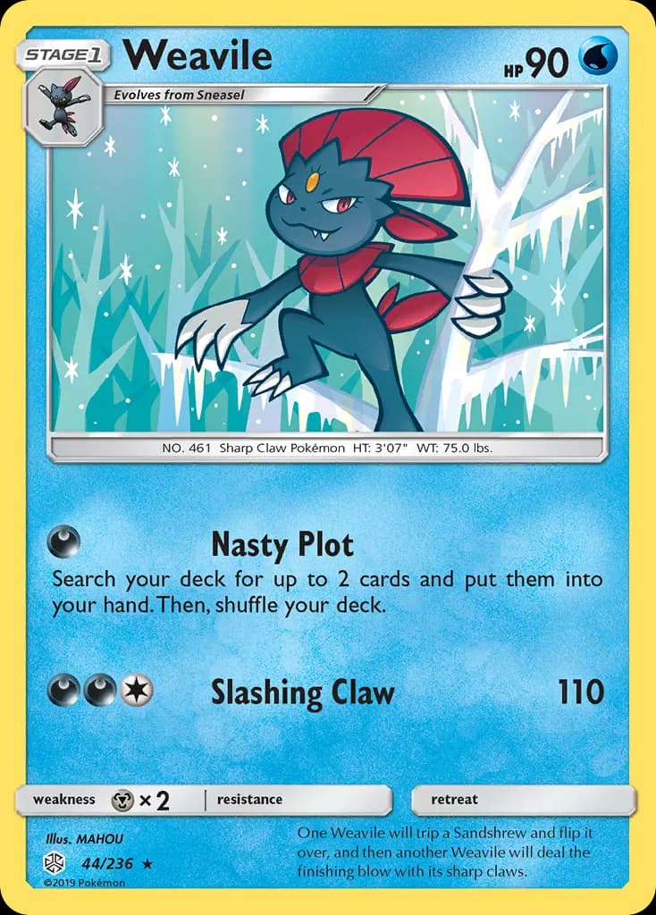 Weavile — Cosmic Eclipse 44 Pokémon card