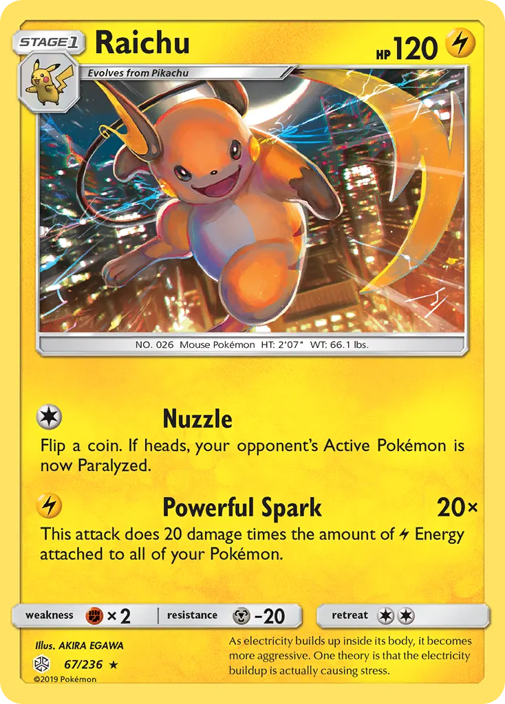 Raichu — Cosmic Eclipse 67 Pokémon card