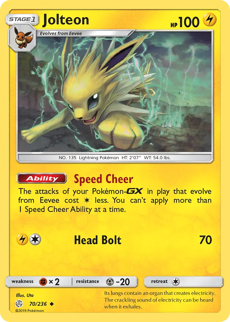 Jolteon — Cosmic Eclipse 70 Pokémon card