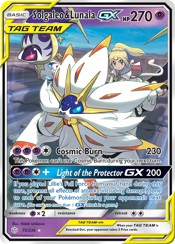 Solgaleo & Lunala-GX — Cosmic Eclipse 75 Pokémon card