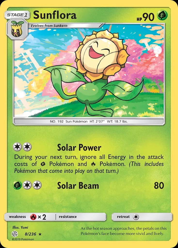 Sunflora — Cosmic Eclipse 8 Pokémon card