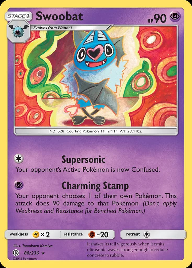 Swoobat — Cosmic Eclipse 88 Pokémon card