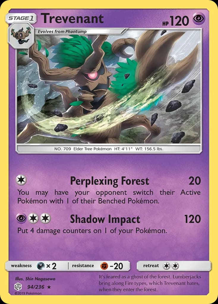 Trevenant — Cosmic Eclipse 94 Pokémon card