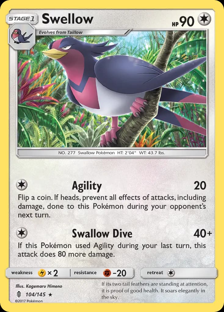 Swellow — Guardians Rising 104 Pokémon card
