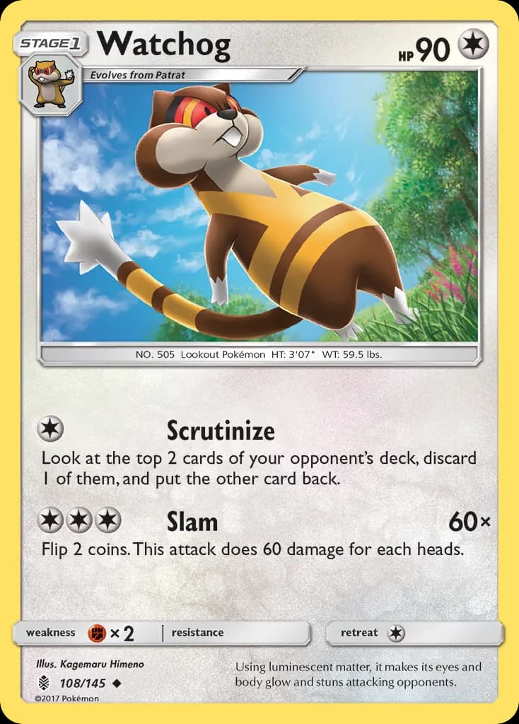 Watchog — Guardians Rising 108 Pokémon card