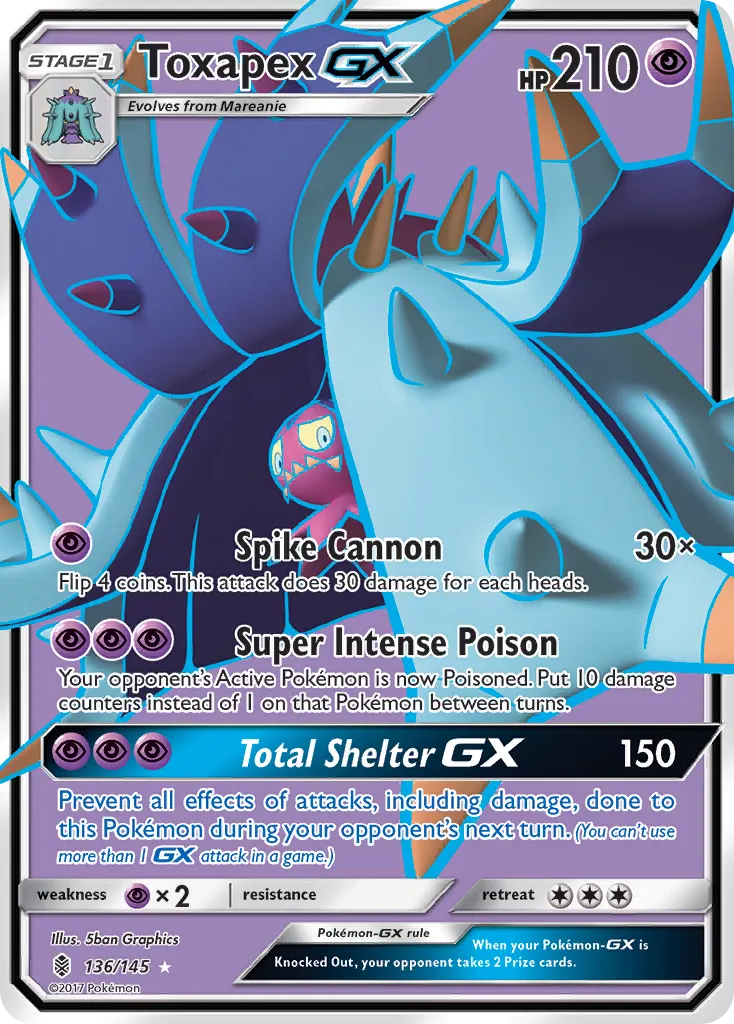 Toxapex-GX — Guardians Rising 136 Pokémon card