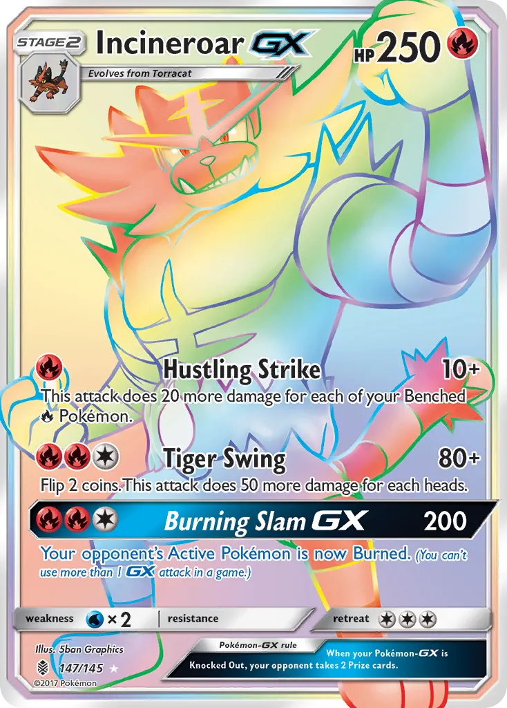Incineroar-GX — Guardians Rising 147 Pokémon card