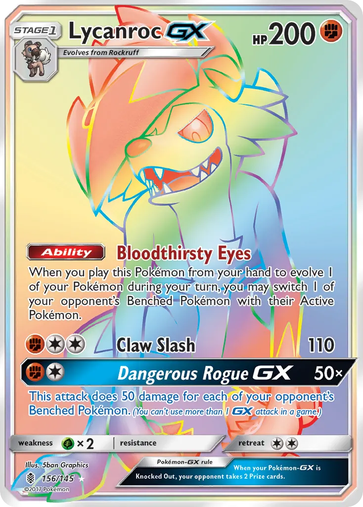 Lycanroc-GX — Guardians Rising 156 Pokémon card
