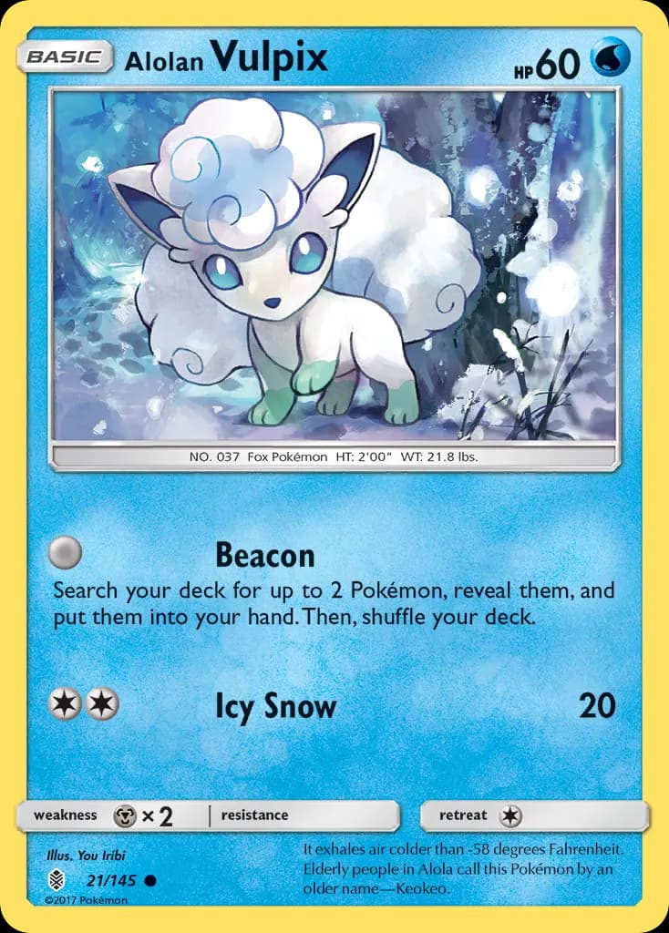 Alolan Vulpix — Guardians Rising 21 Pokémon card