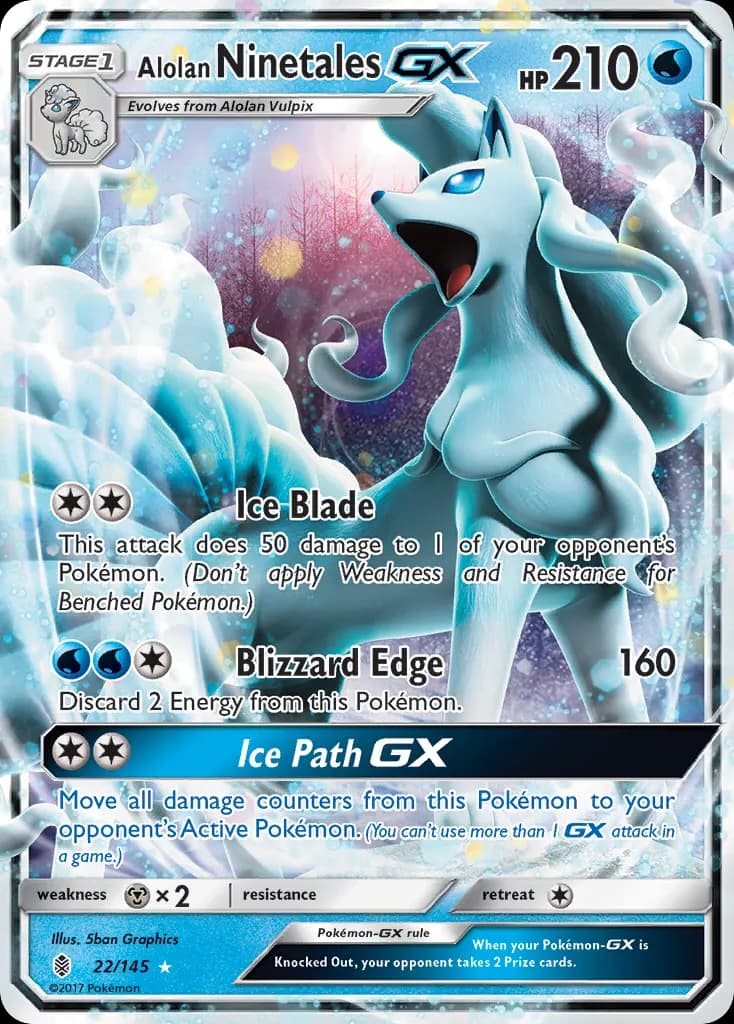 Alolan Ninetales-GX — Guardians Rising 22 Pokémon card