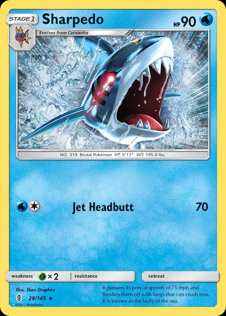 Sharpedo — Guardians Rising 28 Pokémon card