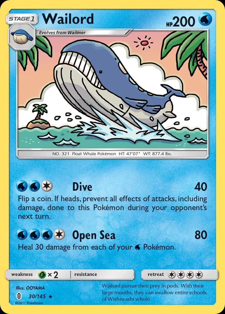 Wailord — Guardians Rising 30 Pokémon card