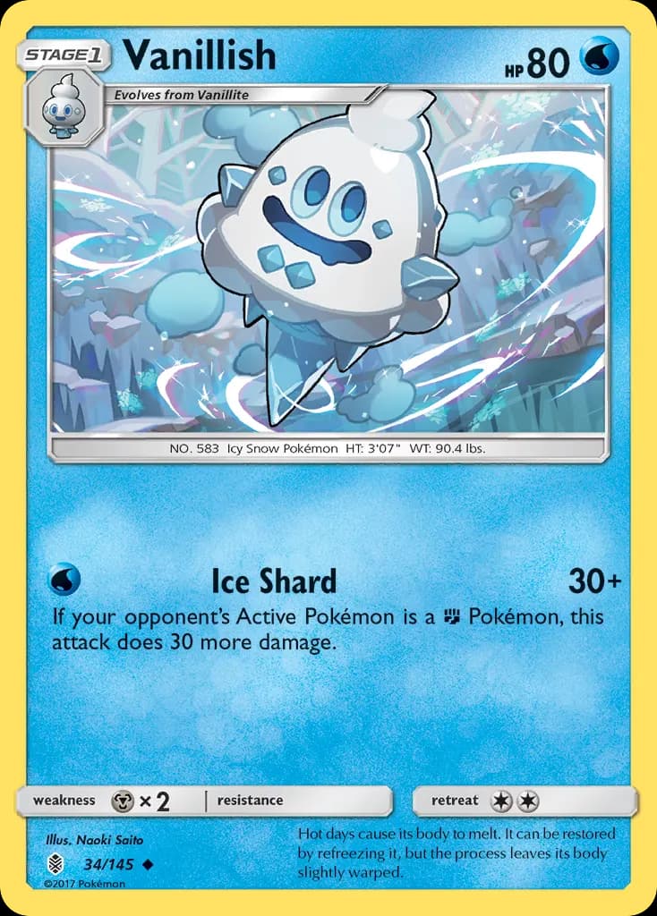 Vanillish — Guardians Rising 34 Pokémon card