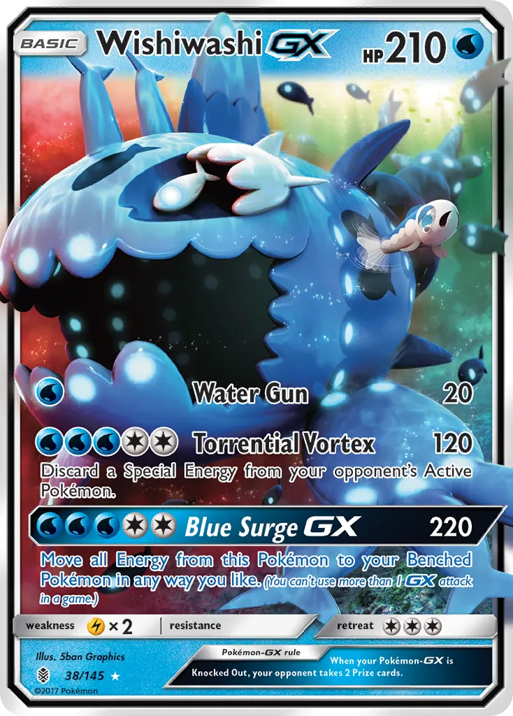 Wishiwashi-GX — Guardians Rising 38 Pokémon card