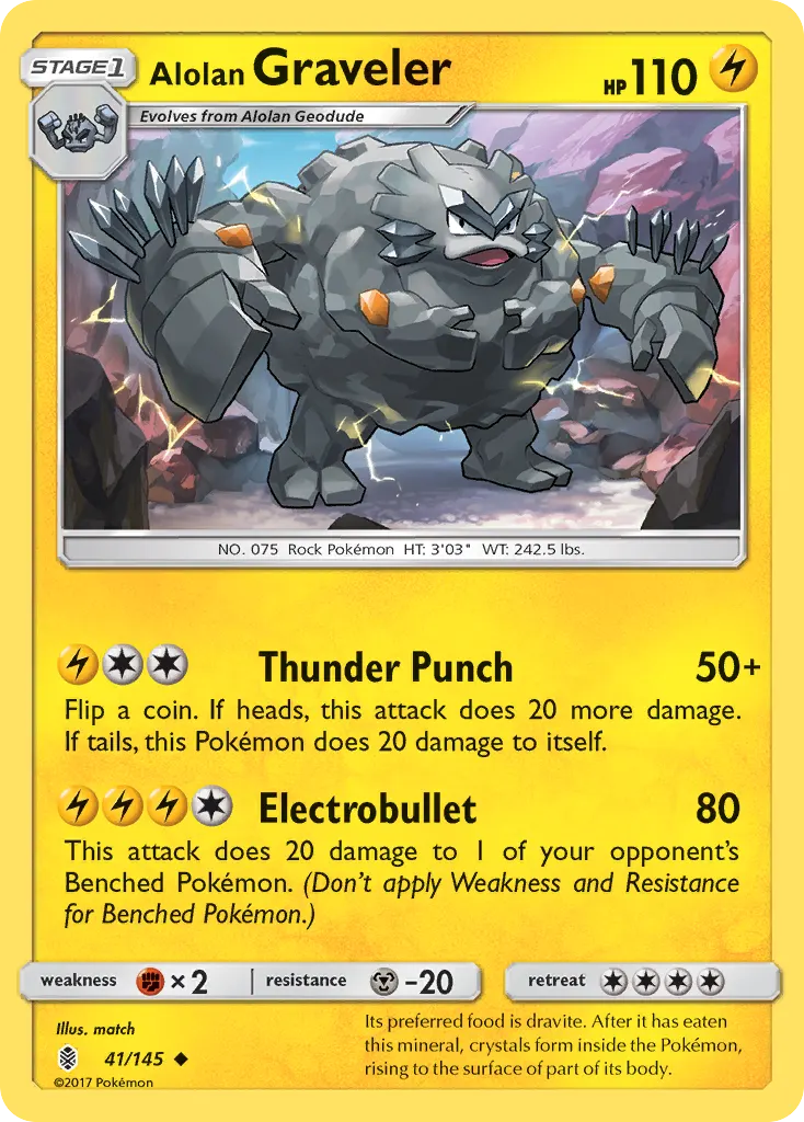 Alolan Graveler — Guardians Rising 41 Pokémon card