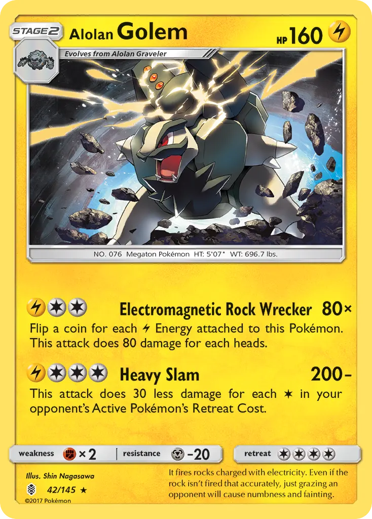 Alolan Golem — Guardians Rising 42 Pokémon card