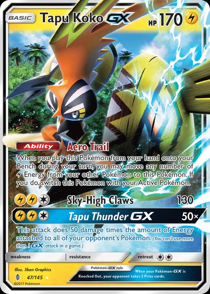 Tapu Koko-GX — Guardians Rising 47 Pokémon card