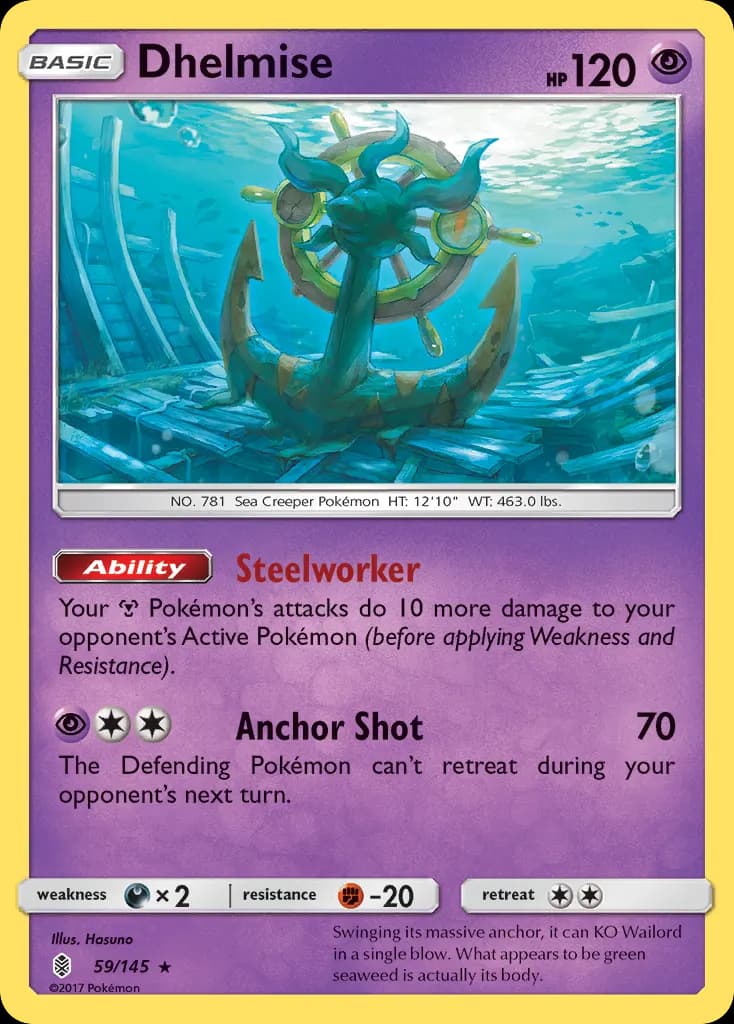 Dhelmise — Guardians Rising 59 Pokémon card