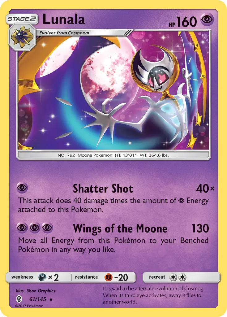 Lunala — Guardians Rising 61 Pokémon card