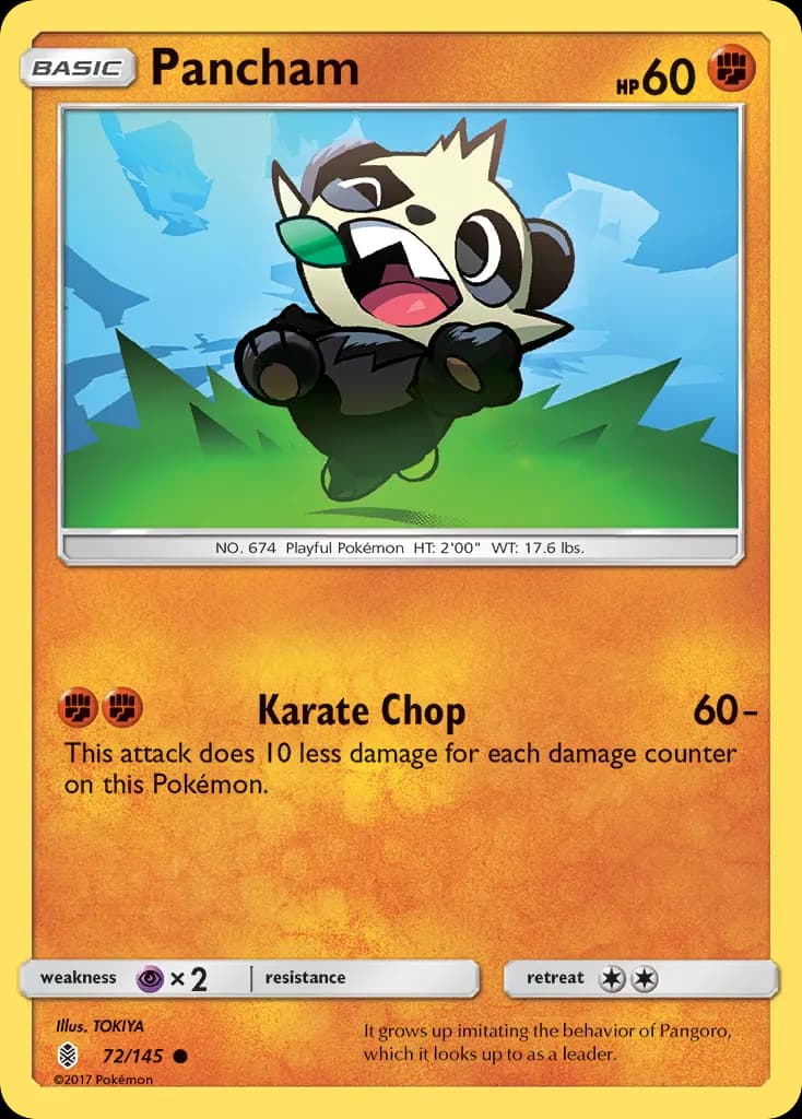 Pancham — Guardians Rising 72 Pokémon card