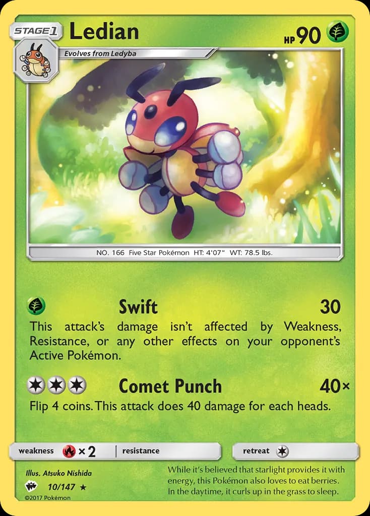 Ledian — Burning Shadows 10 Pokémon card