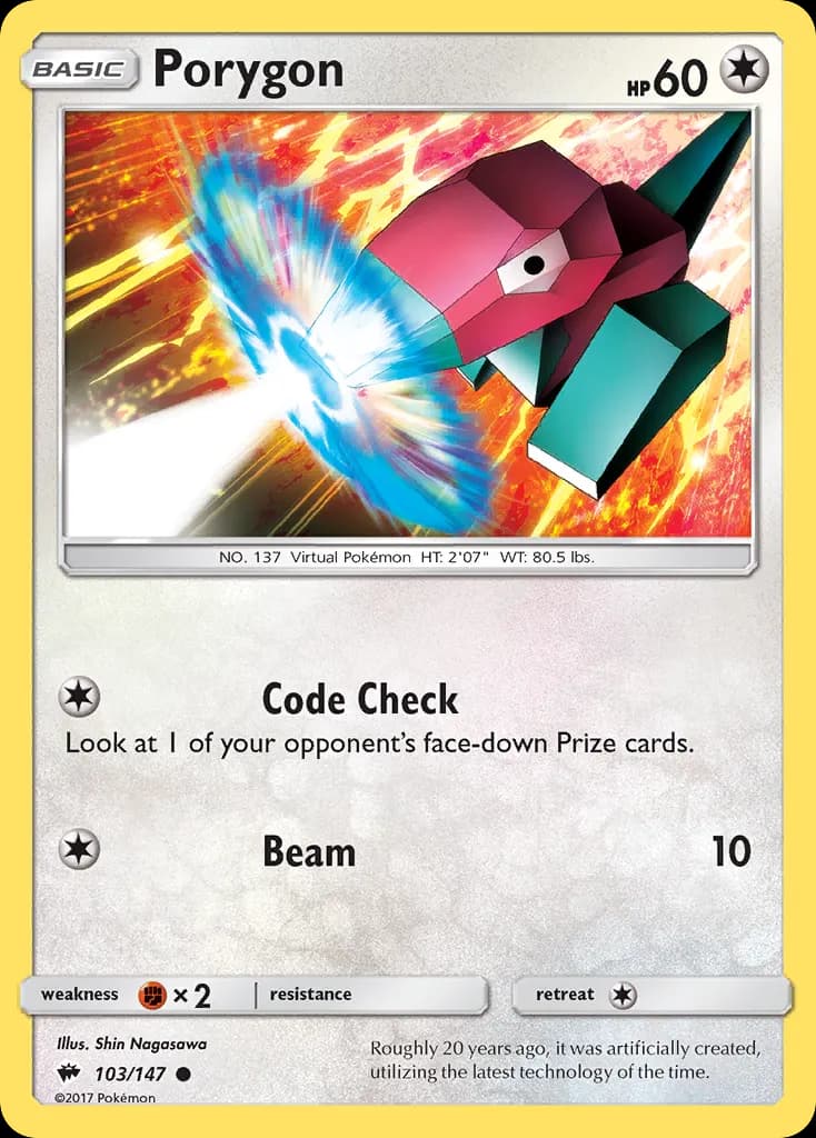 Porygon — Burning Shadows 103 Pokémon card
