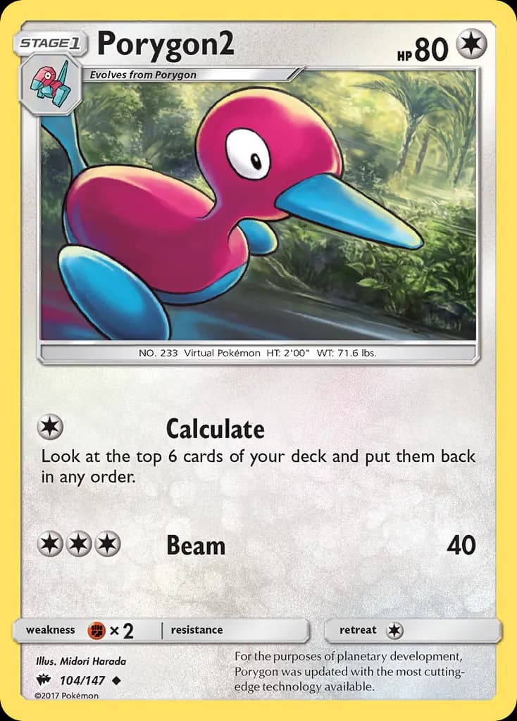 Porygon2 — Burning Shadows 104 Pokémon card