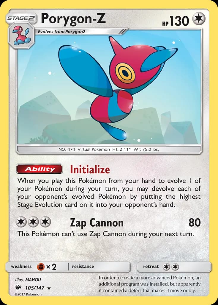 Porygon-Z — Burning Shadows 105 Pokémon card