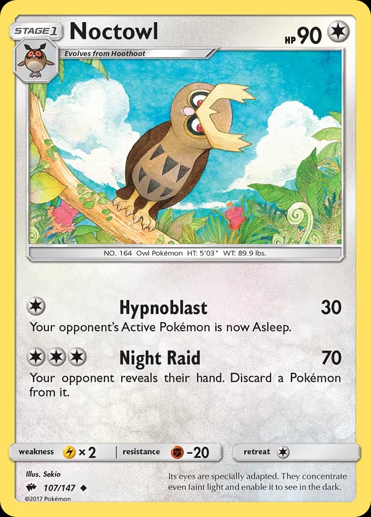 Noctowl — Burning Shadows 107 Pokémon card