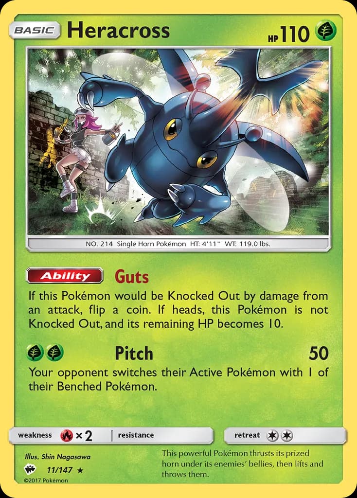 Heracross — Burning Shadows 11 Pokémon card