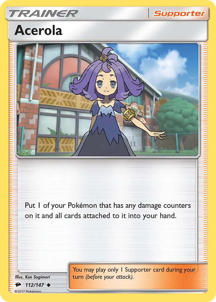 Acerola — Burning Shadows 112 Pokémon card