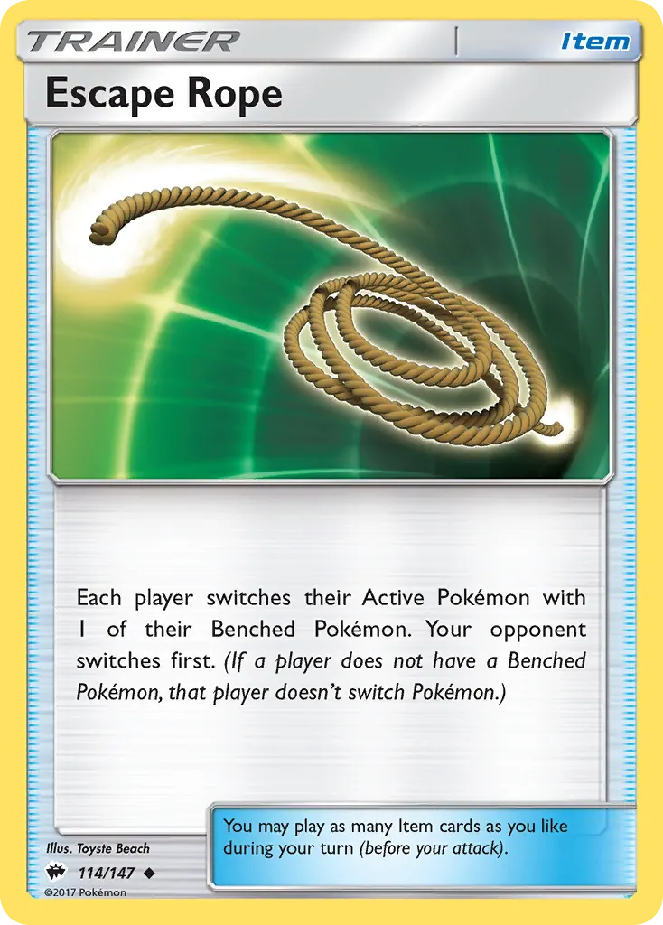 Escape Rope — Burning Shadows 114 Pokémon card