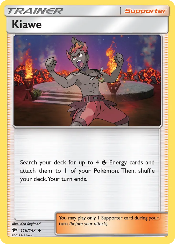 Kiawe — Burning Shadows 116 Pokémon card