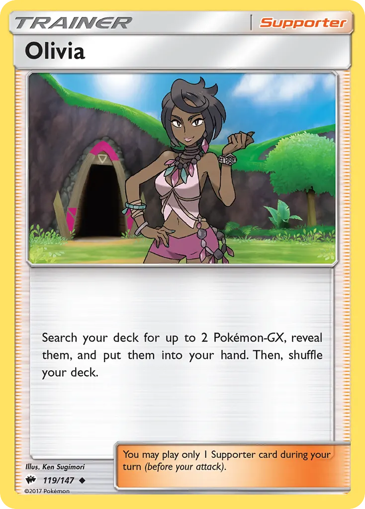 Olivia — Burning Shadows 119 Pokémon card