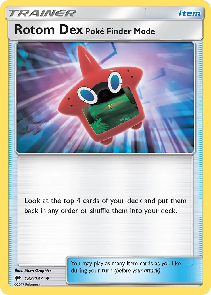 Rotom Dex Poké Finder Mode — Burning Shadows 122 Pokémon card