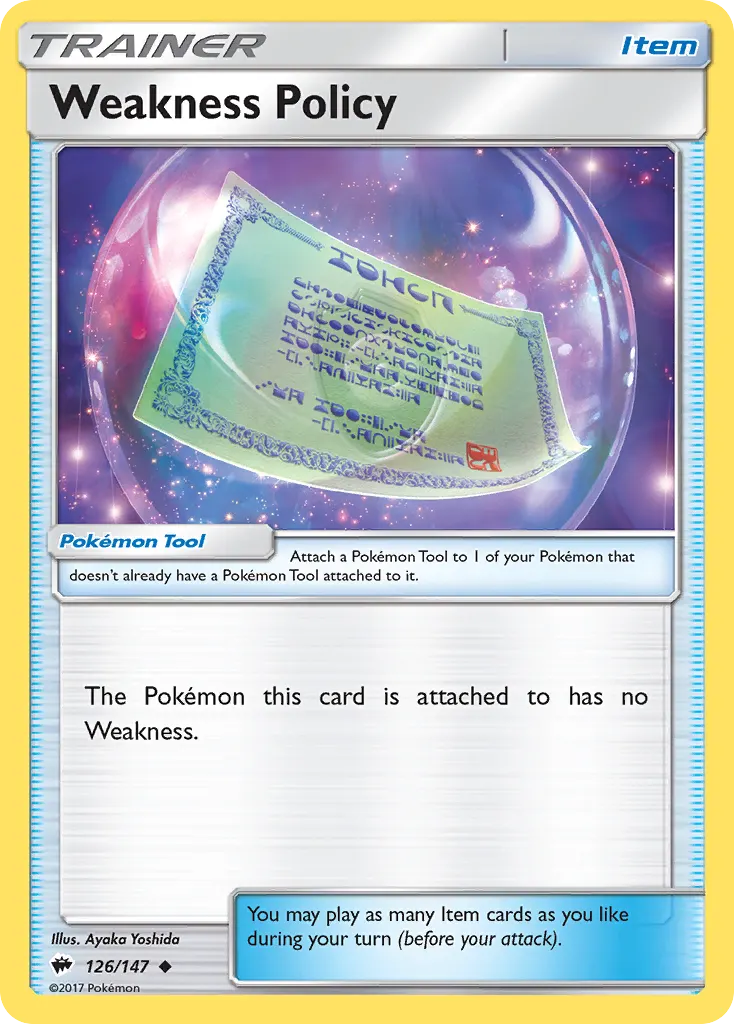 Weakness Policy — Burning Shadows 126 Pokémon card