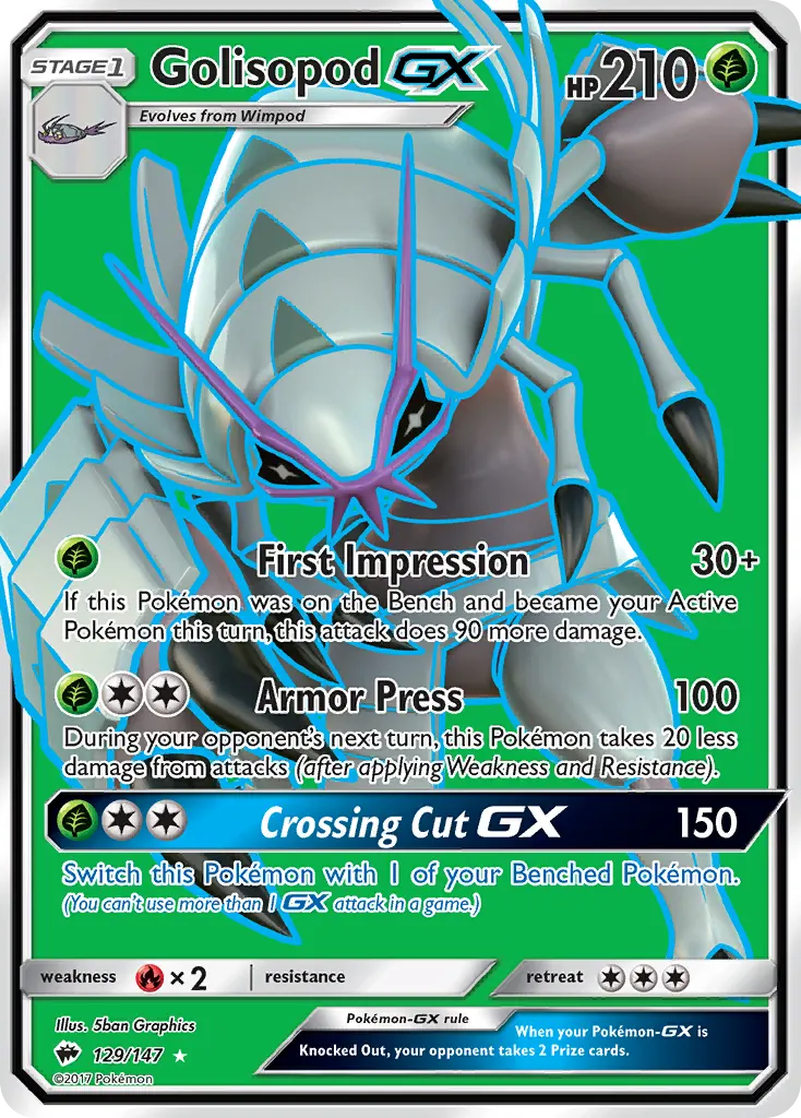 Golisopod-GX — Burning Shadows 129 Pokémon card