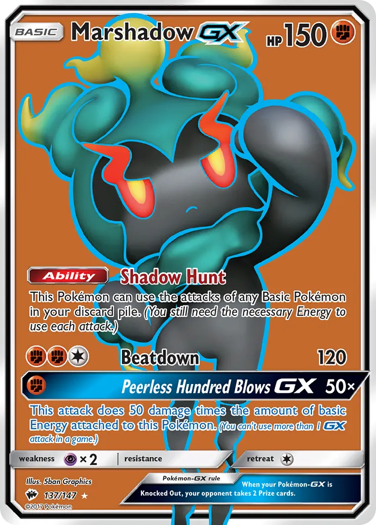 Marshadow-GX — Burning Shadows 137 Pokémon card