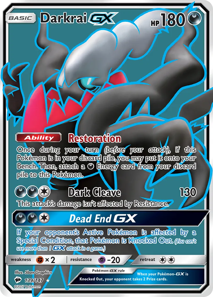 Darkrai-GX — Burning Shadows 139 Pokémon card