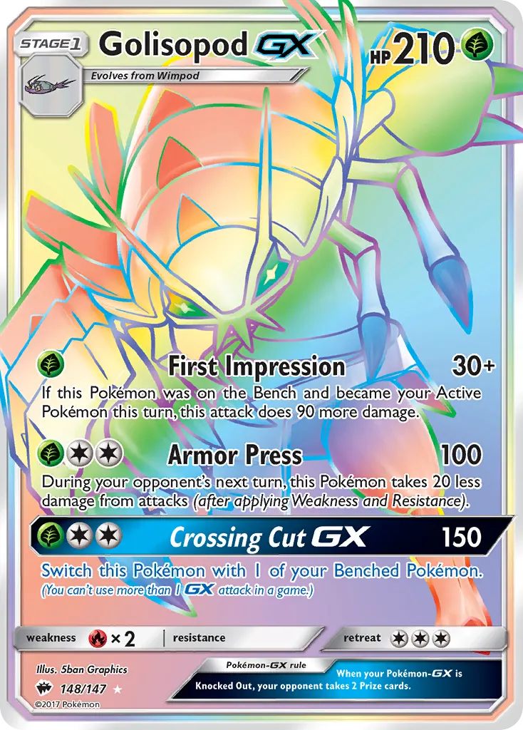 Golisopod-GX — Burning Shadows 148 Pokémon card